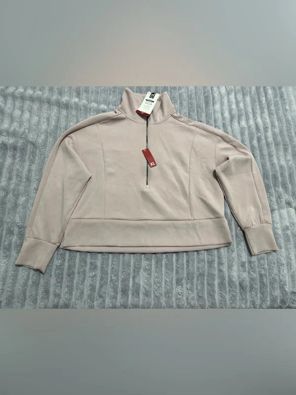 Member's Mark Womens Sandwash Half-Zip Pullover — Pink — Brand New (Size XL) - Image 6