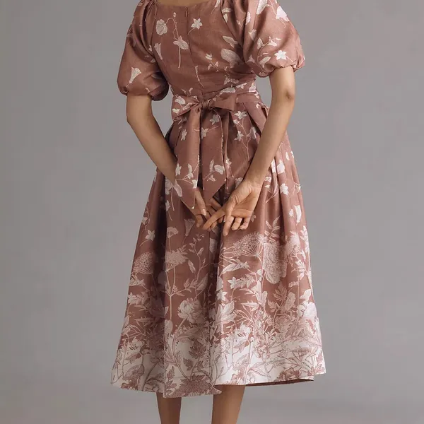NWT EN SAISON Anthropologie monet puff sleeve square neck midi dress 1X - Image 6