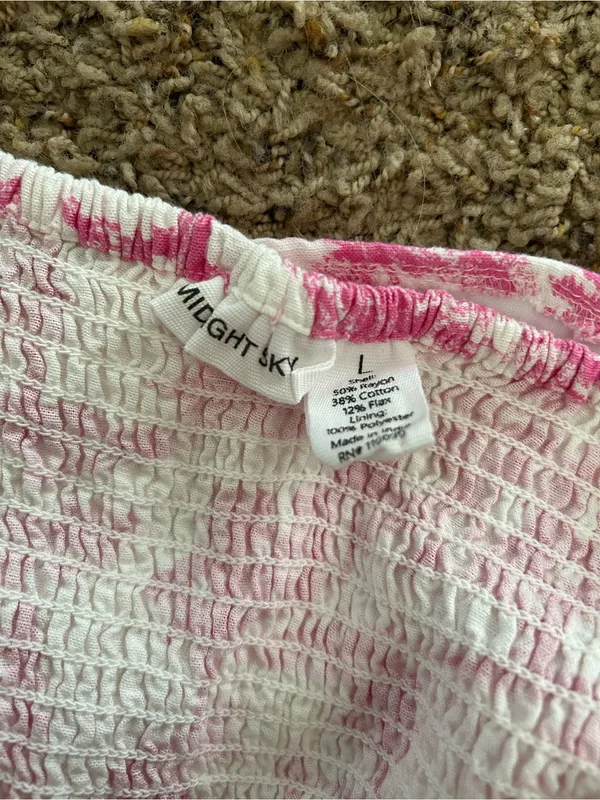 Midnight sky Pink Toile Crop Tank Top - Women's Sleeveless Crop - Image 3