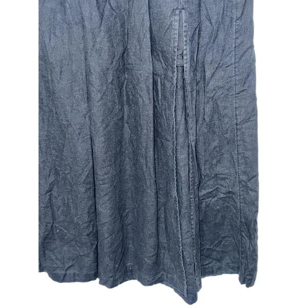 Abercrombie & Fitch Black Linen Cotton Maxi Skirt with High Slit Womens Size M - Image 3
