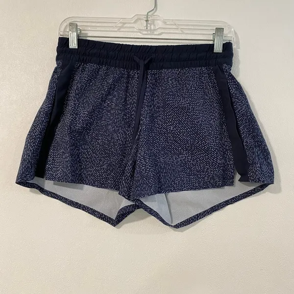 Athleta Running Shorts Size 2 Navy Blue Printed Athletic Drawstring - Image 2