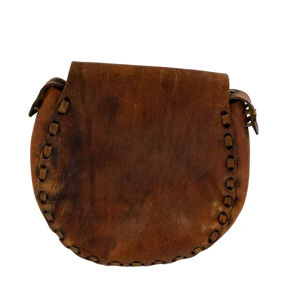 Vintage Boho Coastal Cowgirl Leather Hand Tooled Saddle Bag With Braided Strap - Image 5