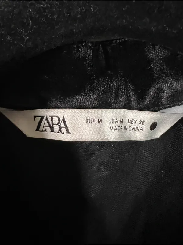 Zara Black Velvet Button Front Scalloped Eyelet Hem Flowy Mini Whimsy Goth Dress - Image 6