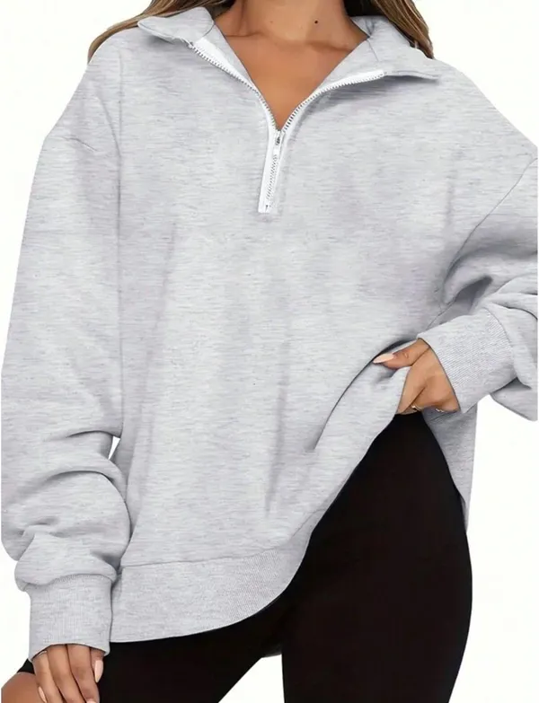 SHEIN heather grey half zip jacket Gray - Image 3