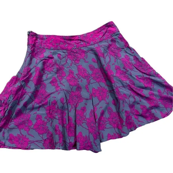 Free People Sheila‎ Vivid Purple & Gray Floral Culotte Shorts sz 2 boho - Image 4