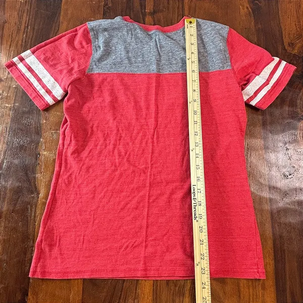 Reebok New York Giants NFL Graphic T-Shirt Red‎ Gray Colorblock Womens Medium - Image 7