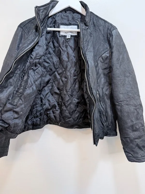 Wilsons Leather Maxima Leather Moto Jacket Textured Crinkle Vintage M/L - Image 7
