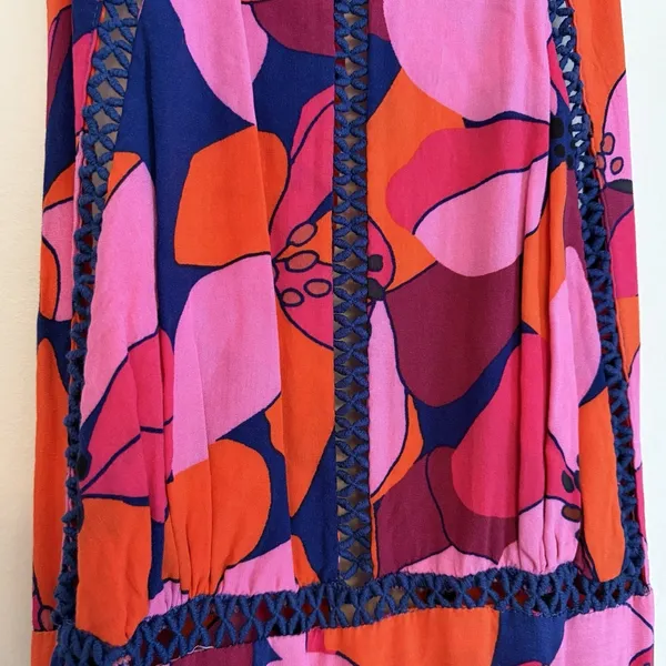 Anthropologie‎ Abel The Label Charlotte halter maxi dress orange Blue Pink M - Image 5