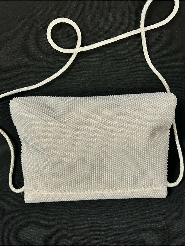 Beaded Evening Crossbody Shoulder Bag White - Image 2