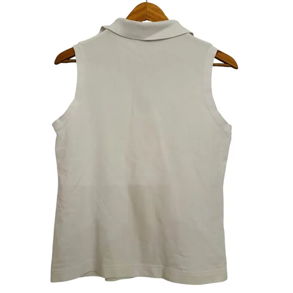 Lilly Pulitzer Womens Sleeveless Pima Cotton Polo Shirt White L Tennis Golf‎ Vtg - Image 2
