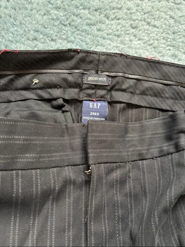 GAP Women's Wide Leg Pinstripe Pants - Black with Subtle Gray Stripes. Size 2R. - Image 3