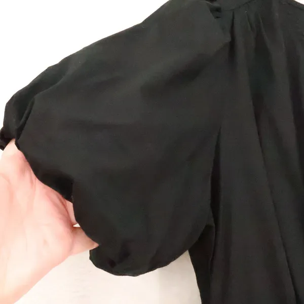 French Connection Tiered Maxi Dress Womens Size XS Black Puff Sleeve Pockets - Image 4