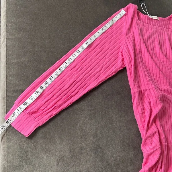 Women’s Fantaslook Pink Square Neck Long Sleeve Babydoll Sweater Dress Size XL - Image 7