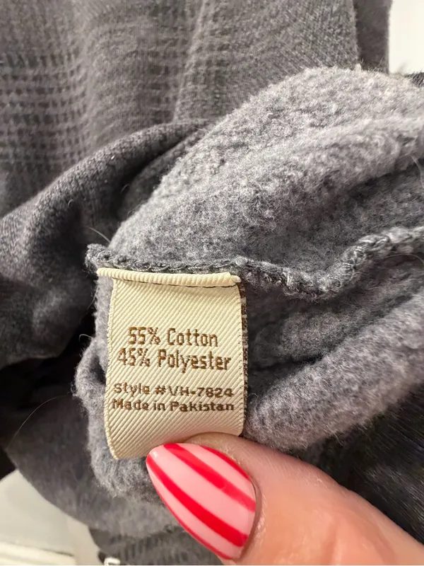 Vintage Havana Gray Plaid Crewneck Sweater with Drawstring - Image 4