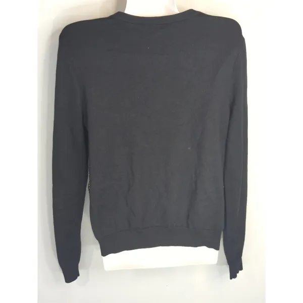 Ralph‎ Lauren Black/White Silk Blend Polka Pearl Button Cardigan Sweater Women M - Image 3