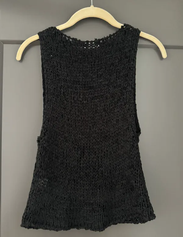 Black Crochet Knit Tank - Image 3