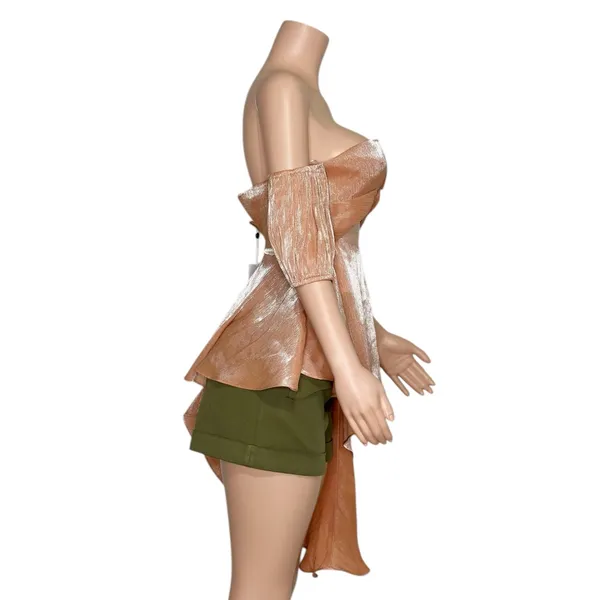 LOVERS + FRIENDS Rola Asymmetrical Off-Shoulder Top, Peach Pink, Small - Image 9