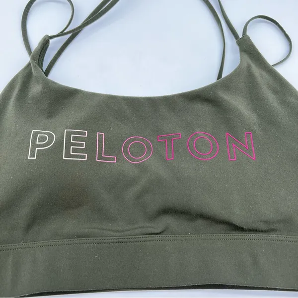Peloton Dark Green Sports Bra w/Pink Ombre Spellout-Size M - Image 2