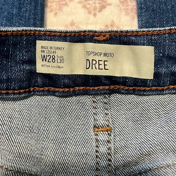 Topshop Moto Dree Frayed Hem Crop Jeans 28 Blue Kick Flare Denim - Image 12