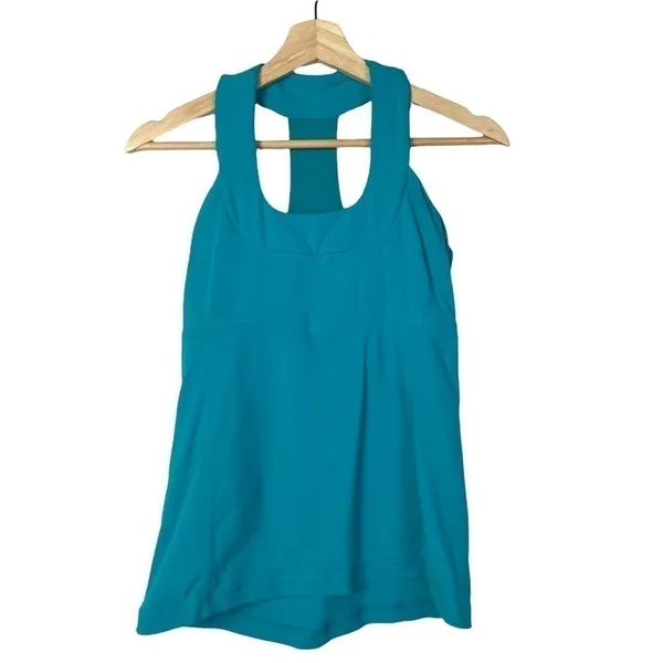 Lululemon Scoop Neck Luon Athletic Tank Top Surge Teal Blue‎ 8 - Image 3