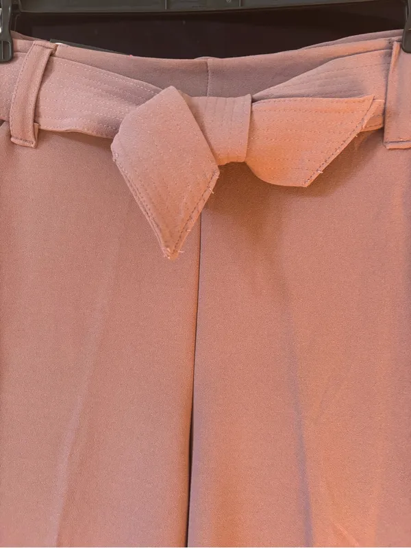 High-Rise Wide Leg Tie-Waist Pants in Mauve - Image 3