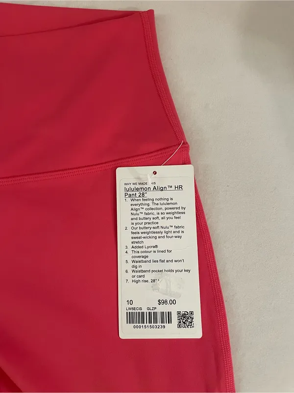 Lululemon NWT Align High Rise 28” leggings Glazed Pink Size 10 - Image 7