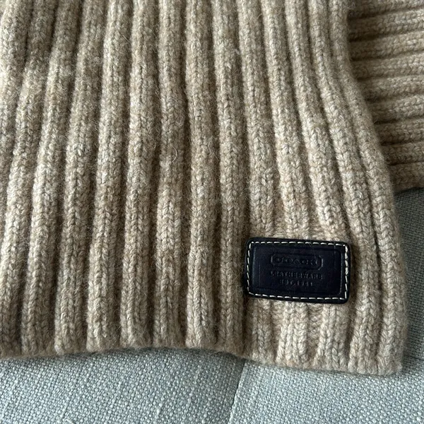Coach Wool Blend Knit Creme Scarf One Size - Image 3