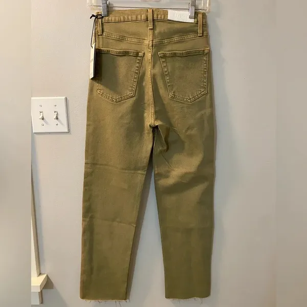 Re/Done NWT 70’s ultra high rise stove pipe raw hem size 26 crop green sage - Image 3