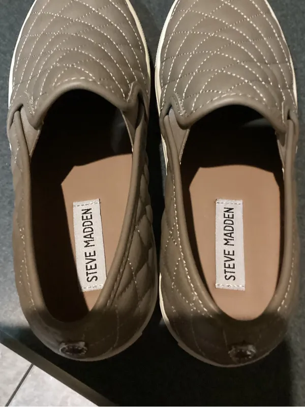 Steve Madden Quilted Slip-On Sneakers - Taupe/White - Image 5