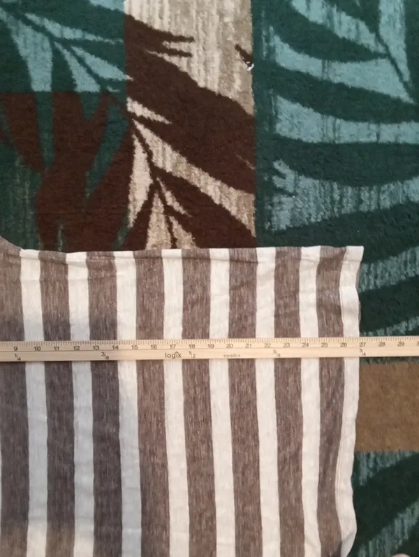 Madewell Heather Taupe Brown Striped Linen Summer Coastal Minimalist Top M - Image 6