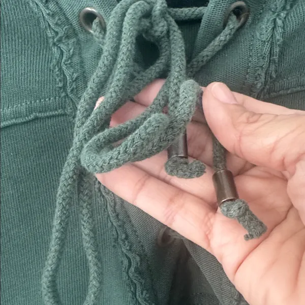 Aerie Lace Up Drawstring Oversized Hooded Sweatshirt Size S Evergreen - Image 6