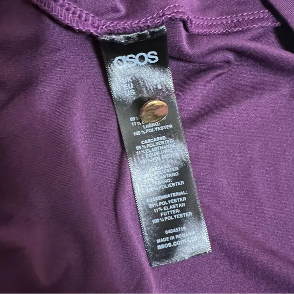 NWT ASOS plunge cut out slinky‎ maxi dress purple Sz 4 petite - Image 5