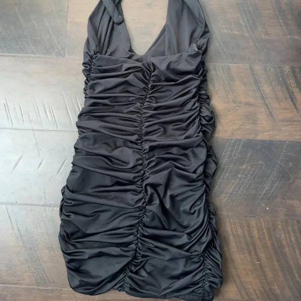 Ruched Black Halter Dress - Image 7