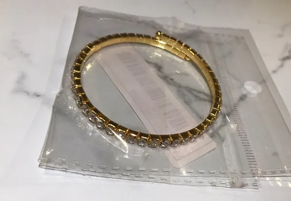 Faux Diamond Cuff Bracelet Gold - Image 2
