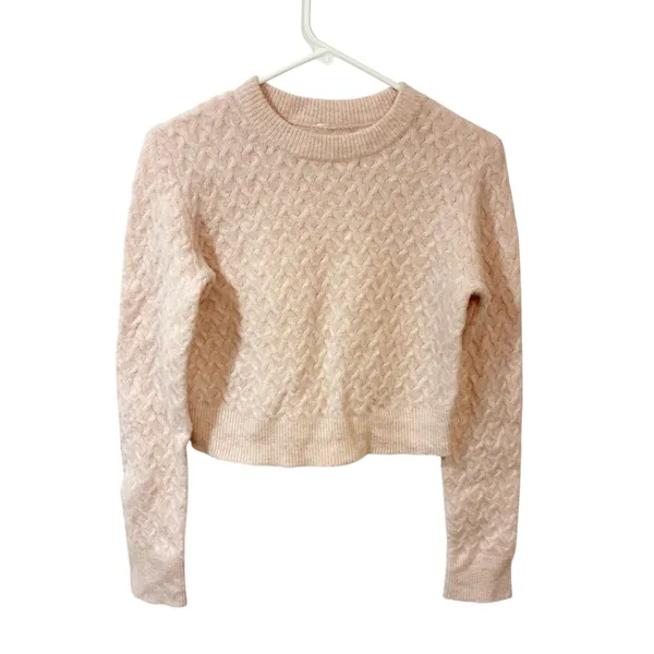 Lululemon Alpaca Wool-Blend‎ Crosshatch Spring Sweater Light Pink Size XS - Image 2