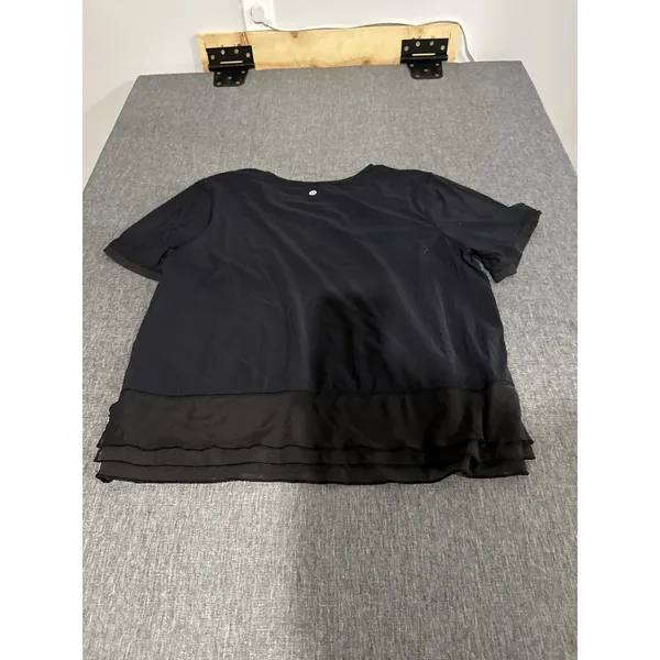 Lululemon Women Sole Training Short Sleeve Shirt Sheer With Ruffle Detail Sz 12 - Image 8