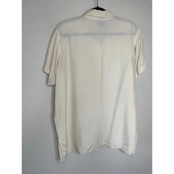 Cream Jacque & Koko Silk Short Sleeve Button Up Shirt Sz 18/20 - Image 6