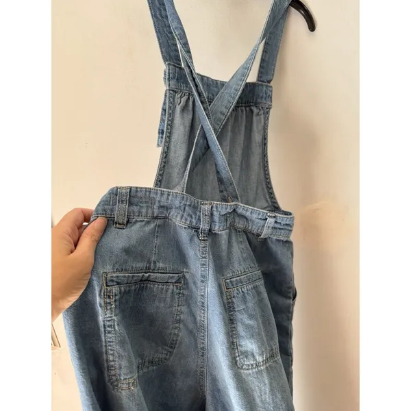 Pilcro Anthropologie Wide Leg Denim Jumpsuit Size 24P Blue - Image 9