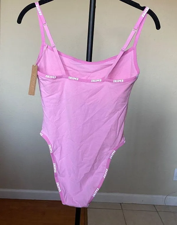 SKIMS NWT  Pink Cotton Logo Bodysuit-Bubble Gum Multi Size S - Image 7