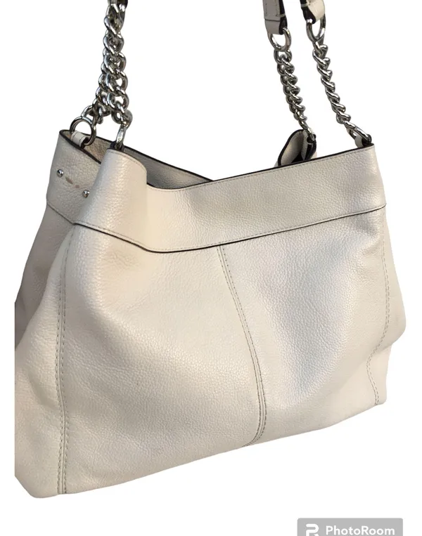 Coach Lexy Floral Pebble Leather Chain Shoulder Bag Purse Cream Flowers Large - Image 2