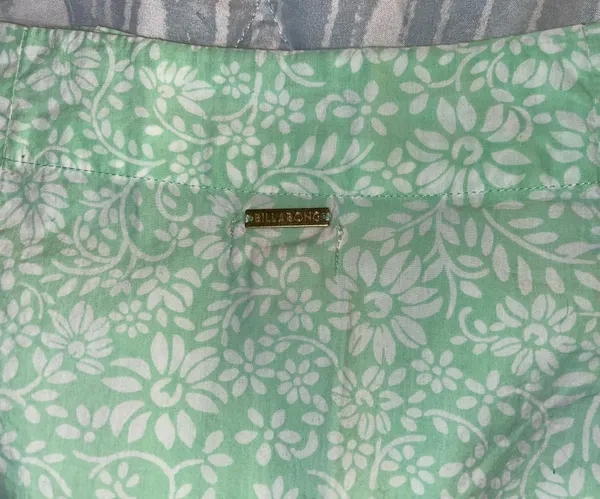 Billabong XS Mint Green White Floral Cotton Mini Skirt Side Zip Beach Boho - Image 5