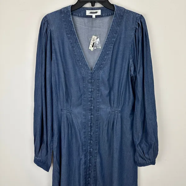 Madewell Denim Button Front Mini Dress Annandale Wash Blue Rigid US 10 NWT - Image 8