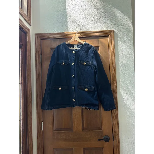 MAEVE Oversized Denim Jacket in Denim Medium Blue Size XL - Image 7
