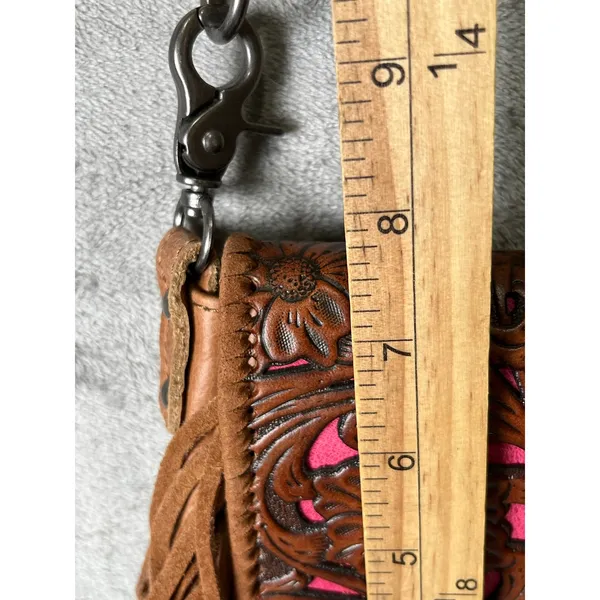 Montana West Western Tooled Leather Fringe Crossbody Bag Boho Festival Purse - Image 7