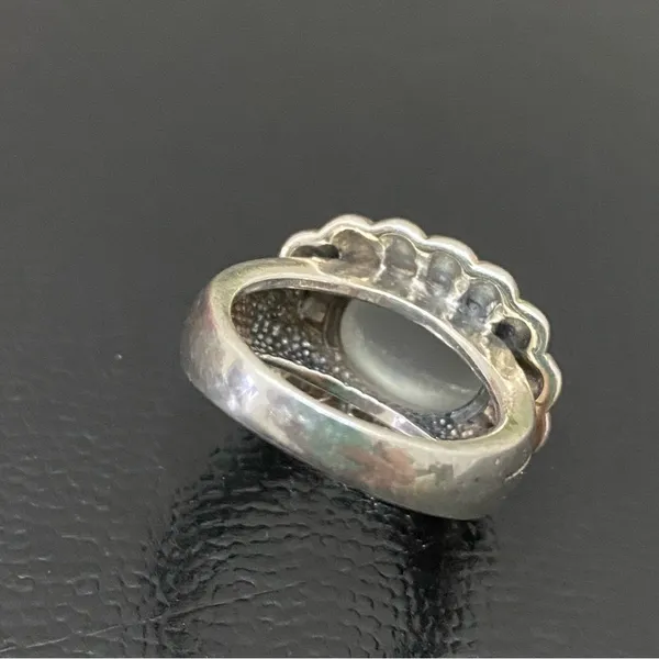 Vintage 925 Signed Sterling Silver Chalcedony Natural Stone Ring Size 6.5 - Image 10