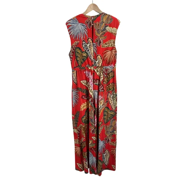 Farm Rio Red Tropical‎ Wide Leg Jumpsuit Size Large NWT Resort Wear - Image 2