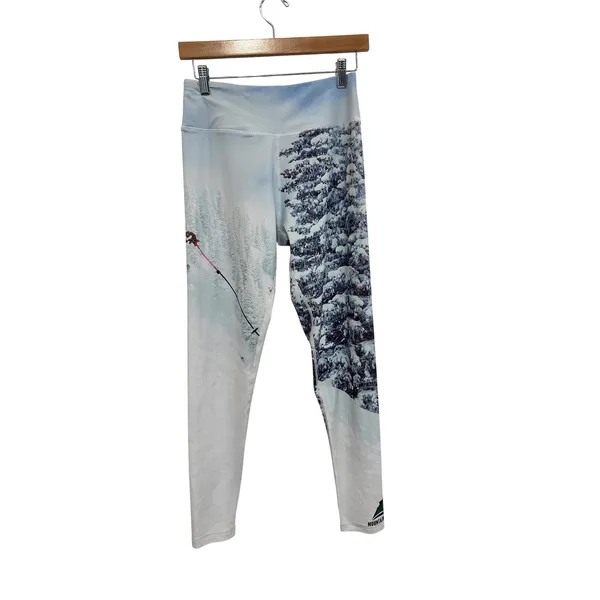 Mountain Cognito Pow Mountain Print Patterned Leggings Women Medium Outdoor Ski - Image 2
