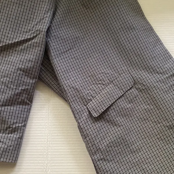 Vintage blue plaid long cotton blend trench coat, size medium - Image 9