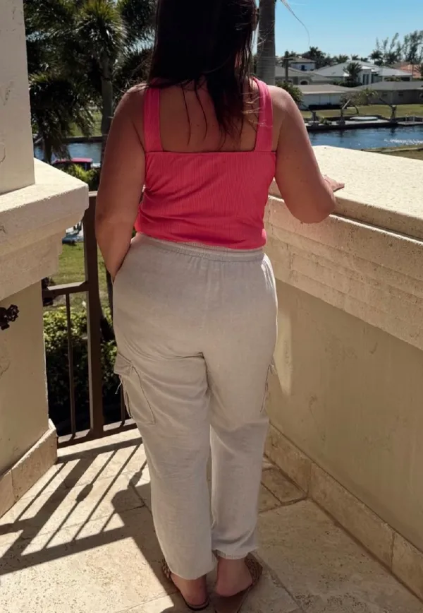 BOUTIQUE LINEN CARGO PANTS Tan Size M - Image 2