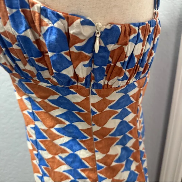 Anthropologie Maeve Ophelia Linen Mini Dress Resort Vacation Geo Print 6 - Image 4